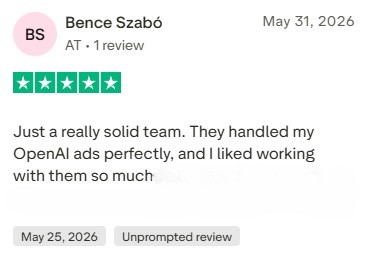 Five-star Trustpilot review from Bence Szabo.